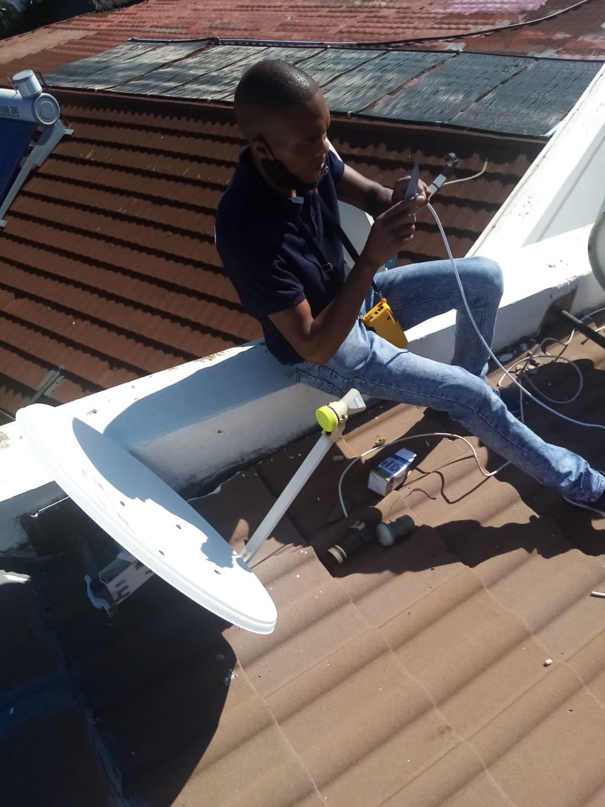 Complete DStv setup with satellite dish and cabling Centurion